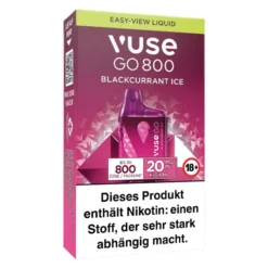 Vuse GO 800 Blackcurrant Ice 20 Mg Einweg E-Zigarette -Tabak Welt Geschäft vuse go 800 blackcurrant ice left