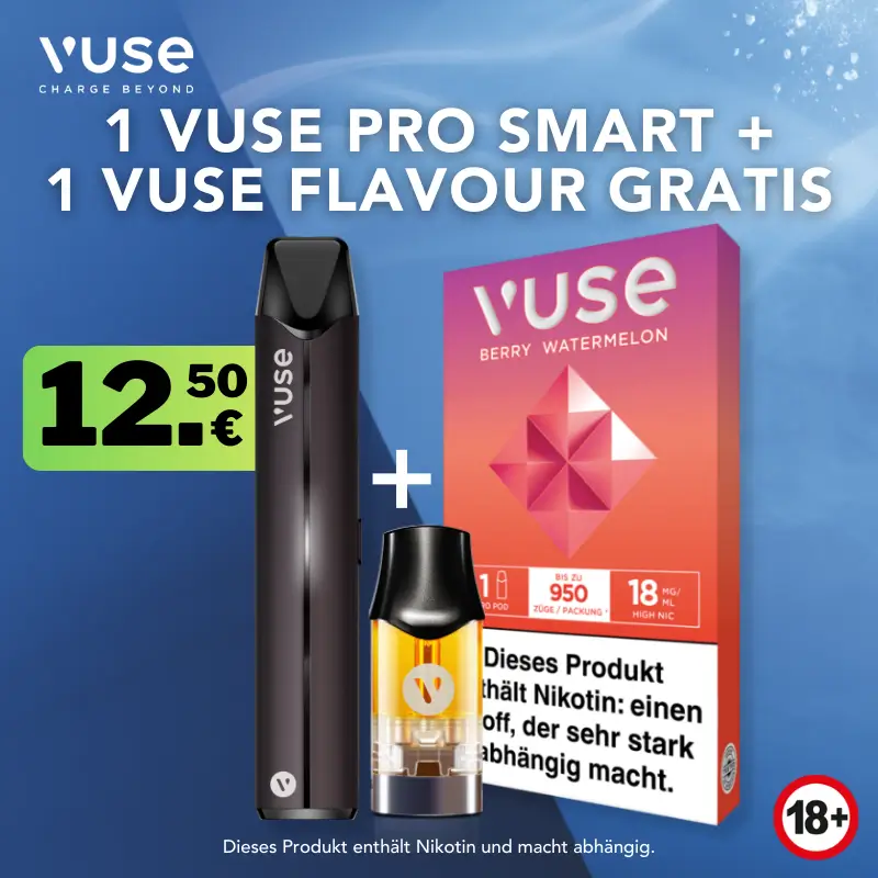 1 Vuse Pro Smart + 1 Vuse Flavour Berry Watermelon Gratis 3 1 Vuse Pro Smart + 1 Vuse Flavour Berry Watermelon Gratis